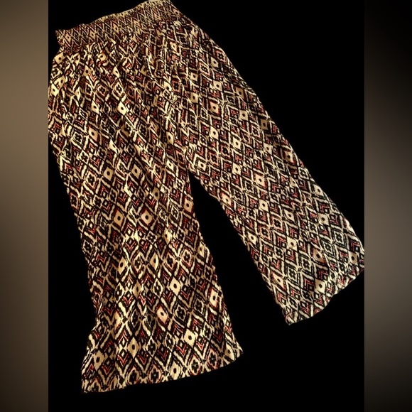 Dinim 24/7 Pants - DENIM 24/7 Wide Leg Palazzo Pants Red Black & Tan Print Women’s Plus Size 18